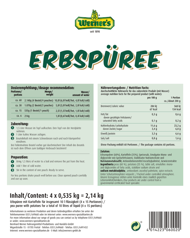 Erbspüree Grossverbraucher